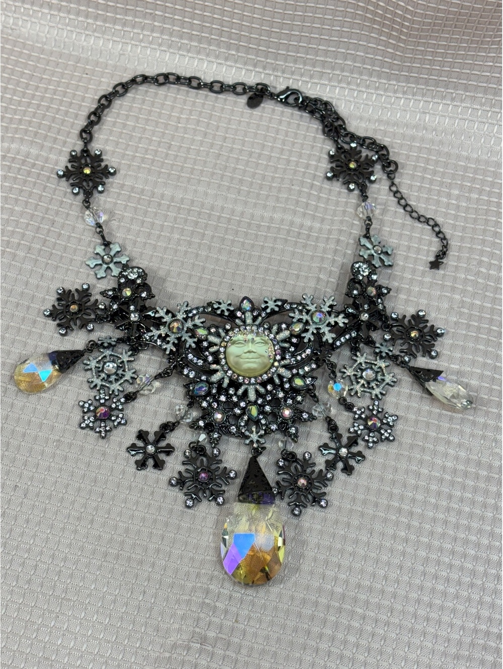 Kirks Folly Crystal Snow Queen Seaview Moon Necklace
